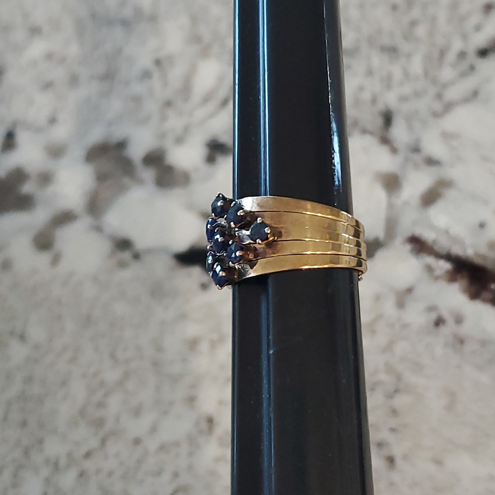 14k Yellow Gold Sapphire Vintage Harem Ring - Picture 15 of 17